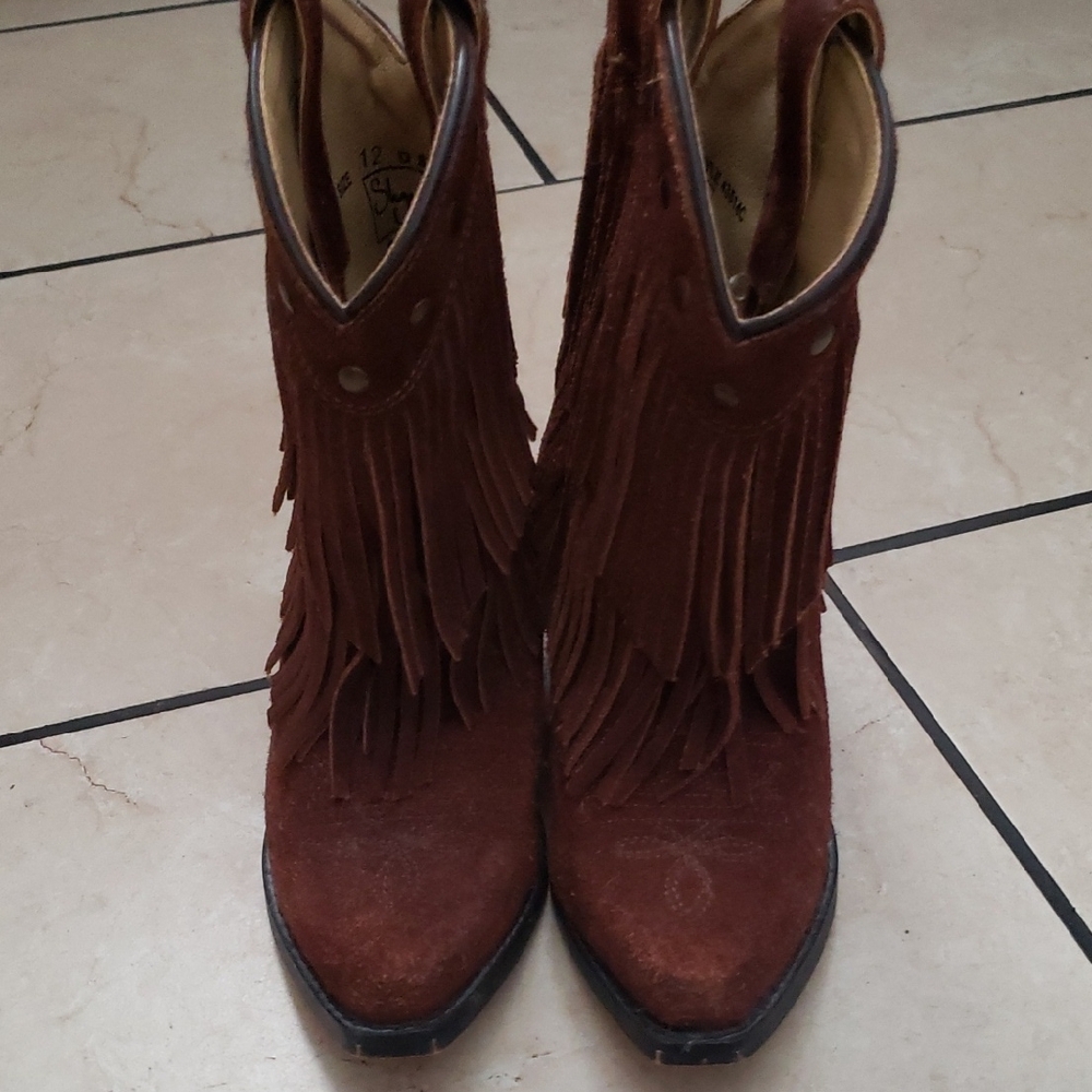 Shyanne Brown Fringe Ankle Boots